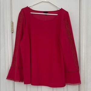 Ann Taylor Women's Red Blouse with Lace Detail